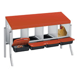 Garvee Nidal para Gallinas de 4 Compartimentos con Soporte, Metal Zinc Galvanizado, Bandeja Extraíble y Sistema de Rodamiento, Fácil Recolección, Color Naranja - Naranja