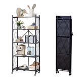 Garvee Estantería Plegable con Ruedas, Estantería Plegable de Carga Pesada, Estantería Metálica para Cocina, Oficina, 70x40x158cm, Negro