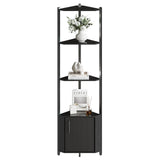 Garvee Estantería esquinera de 5 niveles 147cm de altura, madera, soporte robusto, multiusos, para sala, cocina y oficina - Negro