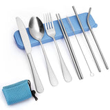 Garvee Reisebesteck 9 Piezas Acero Inoxidable Reutilizable Azul Para Camping Y Viajes