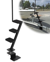 Garvee Escalera de 3 Pasos para Remolque de Barco Acero Resistente Antideslizante Capacidad 181 kg Ajustable Universal - Black