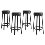 Garvee Pack de 4 Taburetes de Bar Modernos y Giratorios para Cocina, Isla y Barra - Sillas Altas de Piel Sintética con Respaldo y Base de Metal, Color Negro - Negro