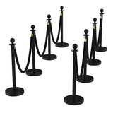 Garvee Kit De 8 Postes De Acero Inoxidable Con Cuerdas De Terciopelo Rojo Para Eventos Y Bodas, Base De Hormigón, Montaje Sin Herramientas - Negro