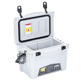 Garvee Nevera Portátil Rígida de 19 L con Aislamiento Térmico de LLDPE y PU Nevera de Camping con Asa, Sacacorchos y Portavasos para Playa y Pesca, Blanco - Blanco