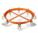 Garvee Soporte para Barriles de 55 Galones, Acero al Carbono, 8 Ruedas Individual, Estructura Estable, Naranja, para Almacén Industrial - Naranja