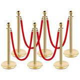 Garvee Poste de Estanquillo con Cuerda de Terciopelo Roja, Barreras VIP, Acero Inoxidable Dorado, Distancia Máxima 122cm, Eventos Elegantes - Dorado-6