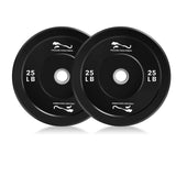 Garvee Set de Pesas Bumper 50LB, Placas de Goma Antideslizantes, Agarre Ergonmico, Compatible con Barras Olmpicas, Gimnasio en Casa, Negro - Negro