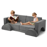 Garvee Sofá Modular Infantil 8 Piezas Convertible Lavable Tela Suede Resistente Aula Dormitorio - Gris