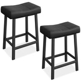 Garvee Silla de Sella de Bar Antideslizante Set de 2 60.96cm, Marco Metálico Reforzado MDF+Hierro+PU con Espuma, Esencial para Cocina y Bar de Interior, Negro total - Negro