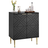 Garvee Armario de Almacenaje con Puertas - Gabinete Buffet de Cocina 74 cm con Estante Ajustable, Moderno, Madera y Metal, Multiusos para Cocina y Pasillo - Negro