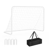 Garvee Portería de fútbol portátil para niños y adultos, estructura de acero galvanizado, uso en jardín y entrenamiento, color rojo - Blanco