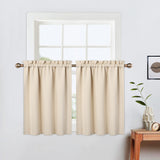 Garvee Cortinas opacas cortas 60.96cm de largo con bolsillo para barra para baño, cocina y ventanas pequeñas, color beige - Beige