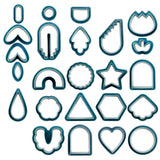 Garvee 24 Piezas Cortadores De Arcilla Para Pendientes, Formas Botánicas Y Geométricas, Kit Para Principiantes, Azul Marino