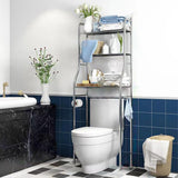 Garvee Estante Organizador sobre el Inodoro para Baño, Estantería Vertical de 3 Niveles con Portarrollos y Ganchos, Plateado - Acero Inoxidable