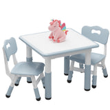 Juego de mesa y sillas infantiles ajustables Garvee con tablero de grafiti para niños de 3 a 8 años, altura ajustable, HDPE duradero, diseño seguro, Gris Claro - Gris Claro