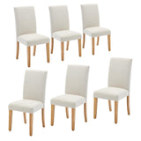 Garvee Juego De 6 Sillas De Comedor Modernas Con Respaldo Ergonómico Curvado, Tapizado Beige, Patas De Madera Maciza Para Cocina Y Hogar