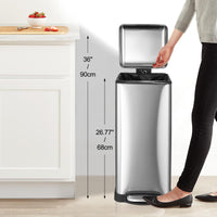 Garvee Bote de Basura de Acero Inoxidable Modelo LTM7-30L, 34×28×68cm con Pedal y Tapa Cerrada Húmeda, Cubeta Extraíble y Sellado de Aceite, Ideal para Cocina y Oficina, Color Acero Inoxidable