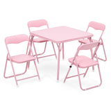 Garvee Juego de Mesa y 4 Sillas Plegables Infantiles Estructura de Metal con Asientos Acolchados de PU Rosa - Rosa