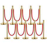 Garvee Barrera De Control De Multitudes Con Postes Dorados Y Cuerdas De Terciopelo Rojo Para Eventos VIP, 1.5M, Acero Inoxidable Elegante - Sistema Predeterminado_4