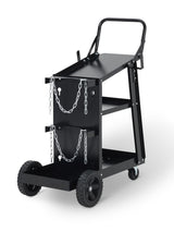 Garvee Carro De Soldadura 3 Niveles Con Ruedas Giratorias 360° Y Cadenas De Seguridad Para Tanques, Acero Q235, Negro, Taller Y Construcción