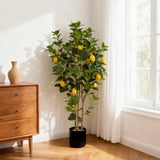 Garvee Árbol Artificial de Limón 152 cm con Frutas Realistas en Maceta Marrón para Decoración Interior y Oficina, Material Sintético Duradero, Fácil Cuidado - Negro
