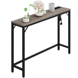 Garvee Narrow Console Table With USB Ports For Hallway, Living Room 100x23x80cm,Gris - Gris