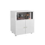 Garvee Armario Metlico para Almacenaje con 2 Puertas, Estante Ajustable, Ruedas, Acero Robusto, Oficina/Garaje, Mvil, Negro - Blanco