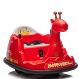 Garvee Autoscooter 6V, Rotación 360°, Luces LED, Control Remoto, Diseño de Jirafa, Cinturón de 5 puntos, Seguro y Divertido, 2-5 años, Interior y Exterior, Rojo - Rojo