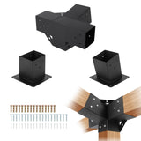 Garvee Kit De Pérgola 3 Piezas Soporte Inclinado 15° 4 Vías Acero Carbono Negro Para Jardín Y Terraza