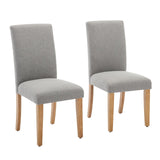 Garvee Set de dos sillas de comedor básicas rectangulares, modelo CY-25001, patas de madera de caucho+cojín acolchado, tela de lino, color gris - Gris