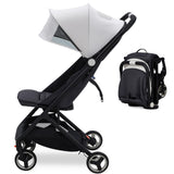 Garvee Buggy Ligero Para Bebés Con Plegado Fácil, Ruedas Robustes, Respaldo Ajustable, Arnés 5 Puntos, Gris, Ideal Para Viajes Y Avión