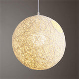 Garvee Lámpara Colgante Redonda de Rattan y Vid, Diseño Trenzado, Ligera y Duradera, Varios Colores, Ideal para Bar y Dormitorio - Blanco