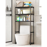 Garvee Estantería para inodoro de 3 niveles independiente, organizador para encima del inodoro para baño, lavandería, balcón, 51x30x134cm, negro - Negro