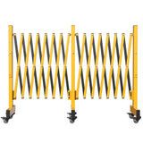Garvee Scherengitter Ausziehbar 7M - Barrera Metálica Móvil con Ruedas y Paneles de Advertencia - Acero Resistente con Recubrimiento Anticorrosivo - Modular y Flexible para Control de Tráfico y Obras - Amarillo & Negro