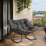 Garvee Silla Mecedora Exterior Grand Patio - Silla Lounge Moderna con E-Coating y Cojín Cómodo, Acero Resistente, para Balcón y Porche, Diseño Elegante - Negro & Gris
