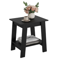 Garvee Pequeña Mesita de Noche de Madera con 2 Estantes para Dormitorio, Sala de Estar, Oficina, Baño 40x30x48CM Negro