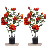 Garvee Árboles Artificiales de Peonías 70cm Realistas Duraderos Plástico Seda Hogar Oficina Sin Mantenimiento Naranja - Naranja