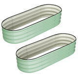 Garvee Cama de Jardín Ovalada 137x61x30 cm Metal Galvanizado Doble Protección Anticorrosión para Exteriores - Verde