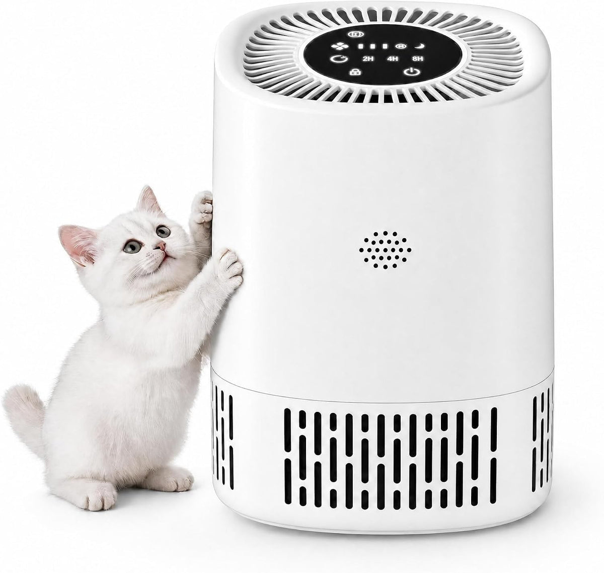 Garvee Purificador de Aire Cilíndrico 360° HEPA H13, Mini Limpiador de Aire USB para Mascotas y Alergias, Silencioso 23dB Blanco