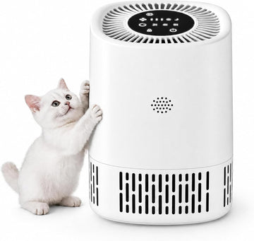 Garvee Purificador de Aire Cilíndrico 360° HEPA H13, Mini Limpiador de Aire USB para Mascotas y Alergias, Silencioso 23dB Blanco