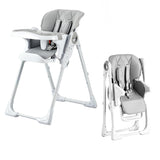 Garvee Trona Plegable para Bebé con Bandeja Extraíble, Altura Ajustable, Marco de Aluminio, Arnés de 5 Puntos, Fácil Limpieza, para Comidas y Juegos, Gris Claro - Gris Claro