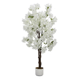 Garvee Árbol Artificial de Cerezo en Flor Blanco 152 cm con Maceta Negra para Decoración Interior y Exterior - White