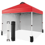 Garvee Carpa Pop Up 10x10 Con Dos Paredes Laterales Impermeable Protección UV Estructura Comercial Poliéster Bolsa Con Ruedas 4 Bolsas De Arena Camping Eventos - Rojo