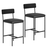 Garvee Taburetes de Bar Juego de 2 con Respaldo Acolchado y Reposapiés para Cocina Sala de Estar Comedor 36.8x42x88CM Negro - Negro