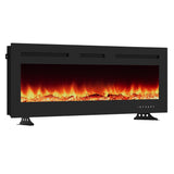 Garvee Chimenea Eléctrica 127 cm de Montaje en Pared y Empotrada, 750/1500W, 12 Colores de Llama, Control Remoto, Ultradelgada, Temporizador, Ideal para Salones - Negro
