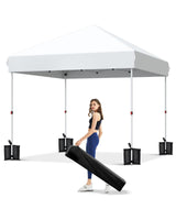 Garvee Carpa Plegable 10x10 para Exterior, Altura Ajustable, Tela Oxford 210D, Estructura Metálica Resistente, Camping y Eventos, Color Negro - Blanco