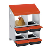 Garvee Caja de Nido para Gallinas 4 Compartimentos Doble Capa, Metal Zinc Galvanizado Mango de Plástico, Galvanizado Resistente Gallineros, Naranja - Naranja