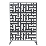 Garvee Panel de Ocultación de Metal 117x180cm, Pantalla Divisora de Jardín y Terraza, Valla Decorativa Exterior de Acero Anticorrosivo, Diseño Geométrico Negro - Negro （Geométrico）