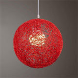 Garvee Lámpara Colgante Bola Vid Ratán Tejida Mano 15cm Diámetro Accesorios Luz Multicolor Roja - Rojo