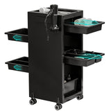 Garvee Carrito de Salón con 6 Bandejas, Soporte para Secador, Diseño Rodante, Multiusos para Salones y Spas